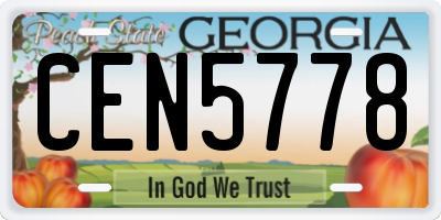 GA license plate CEN5778