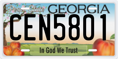 GA license plate CEN5801