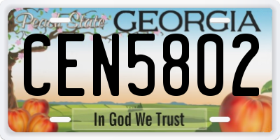 GA license plate CEN5802