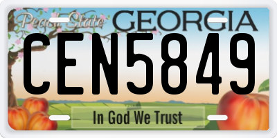 GA license plate CEN5849