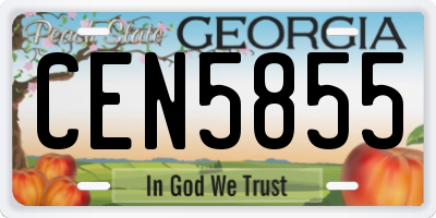 GA license plate CEN5855