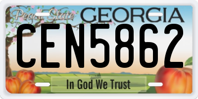 GA license plate CEN5862