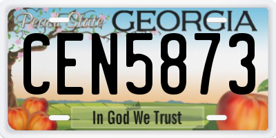 GA license plate CEN5873