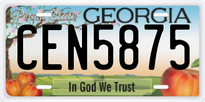 GA license plate CEN5875