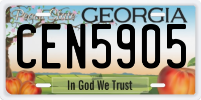 GA license plate CEN5905
