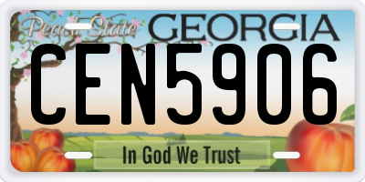 GA license plate CEN5906