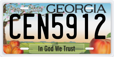 GA license plate CEN5912