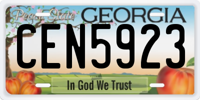 GA license plate CEN5923