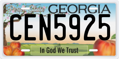 GA license plate CEN5925