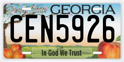 GA license plate CEN5926