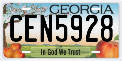 GA license plate CEN5928