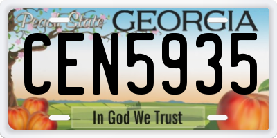 GA license plate CEN5935