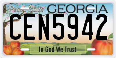 GA license plate CEN5942