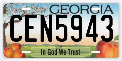GA license plate CEN5943