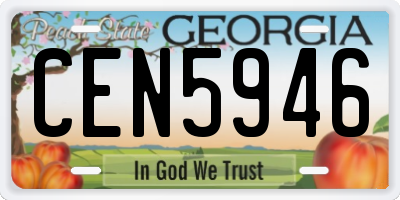 GA license plate CEN5946