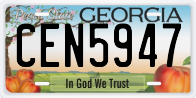 GA license plate CEN5947