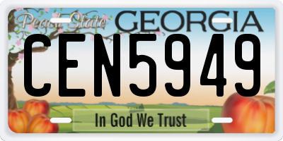 GA license plate CEN5949