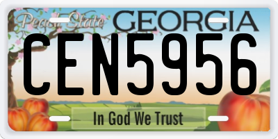 GA license plate CEN5956