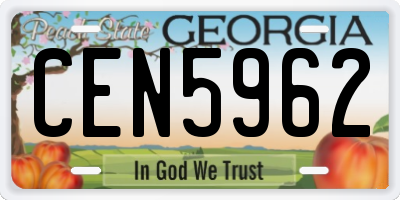GA license plate CEN5962