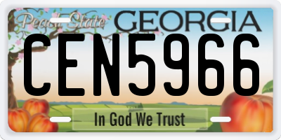GA license plate CEN5966