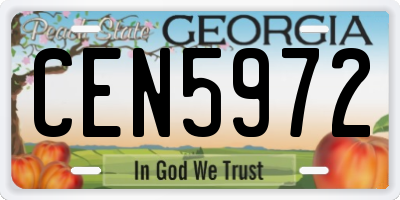GA license plate CEN5972