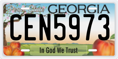 GA license plate CEN5973