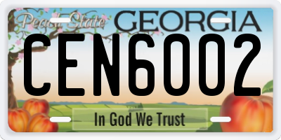 GA license plate CEN6002