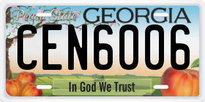 GA license plate CEN6006