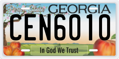 GA license plate CEN6010