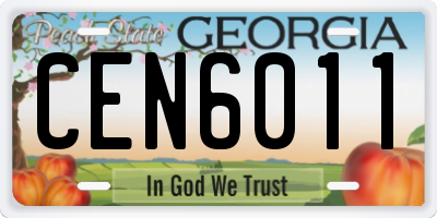 GA license plate CEN6011