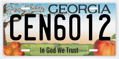 GA license plate CEN6012