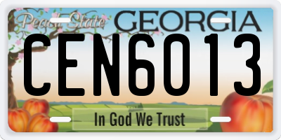 GA license plate CEN6013