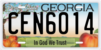 GA license plate CEN6014