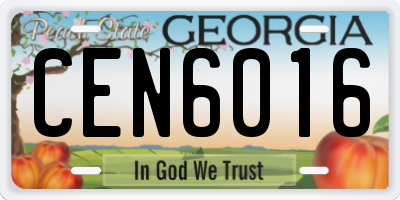 GA license plate CEN6016