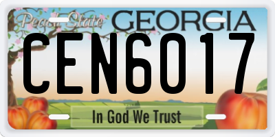 GA license plate CEN6017