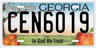 GA license plate CEN6019