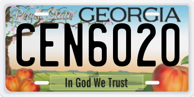 GA license plate CEN6020