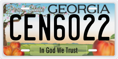 GA license plate CEN6022