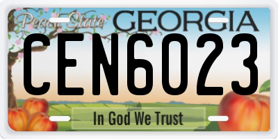 GA license plate CEN6023