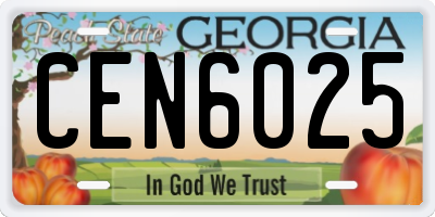 GA license plate CEN6025