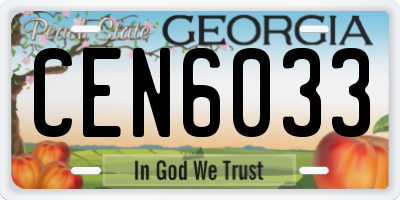 GA license plate CEN6033