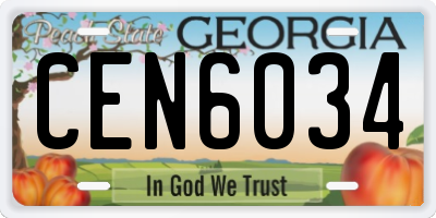 GA license plate CEN6034