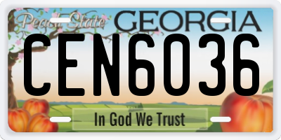 GA license plate CEN6036