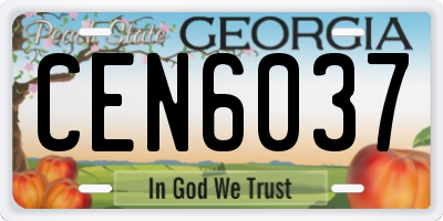 GA license plate CEN6037
