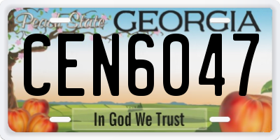 GA license plate CEN6047