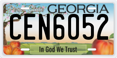 GA license plate CEN6052
