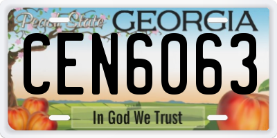 GA license plate CEN6063