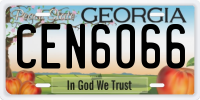 GA license plate CEN6066