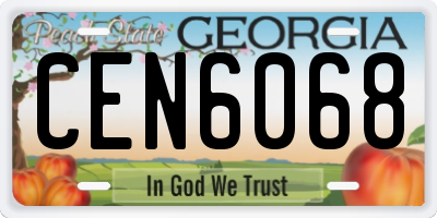 GA license plate CEN6068