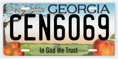 GA license plate CEN6069